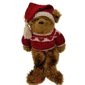 Kurt Adler Teddy Bear Stuffed Animal Plush 20" Christmas Sweater Hat Large Rare